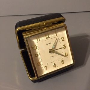 Vintage Florn Black Case Alarm Travel Clock